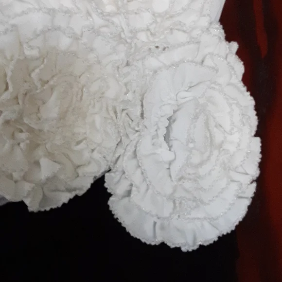 Adrianna Papell sz 8 cocktail dress with chiffon neckline and white flower - Picture 3 of 7